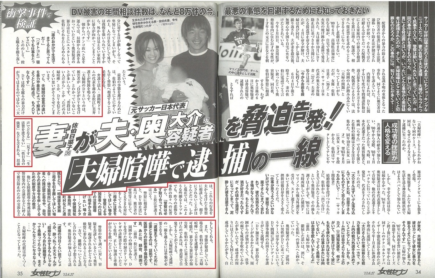 雑誌「女性セブン」に、夫婦間のドメスティックバイオレンス（ＤＶ）被害について、代表弁護士松江仁美がコメントを提供しました。